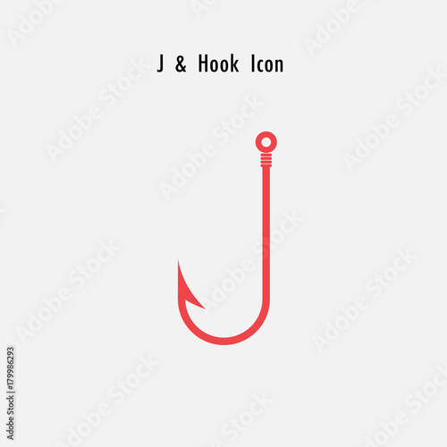 Creative J- Letter icon abstract and hook icon design vector template.Fishing hook icon.Alphabet icon.Vector illustration