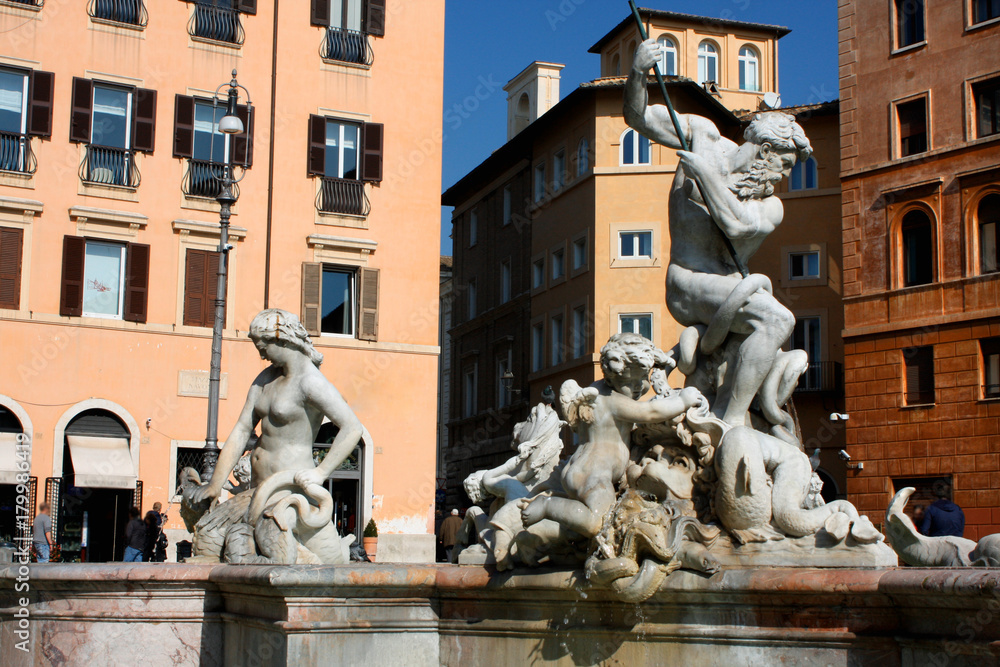 Piazza Navona - one of the ancient squares with fountans in Rome, Italy