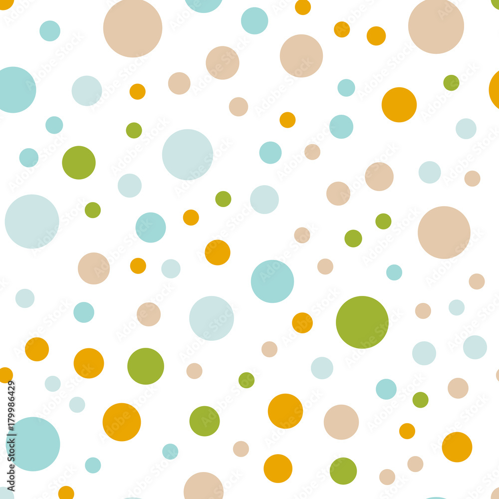 Colorful polka dots seamless pattern on white 1 background. Appealing classic colorful polka dots textile pattern. Seamless scattered confetti fall chaotic decor. Abstract vector illustration. Colorful polka dots seamless pattern on white 1 background. Appealing classic colorful polka dots textile pattern. Seamless scattered confetti fall chaotic decor. Abstract vector illustration.