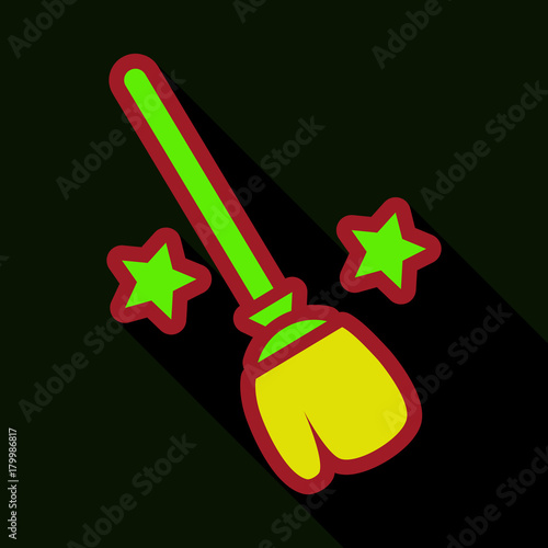 Flat icon with shadow stars broom