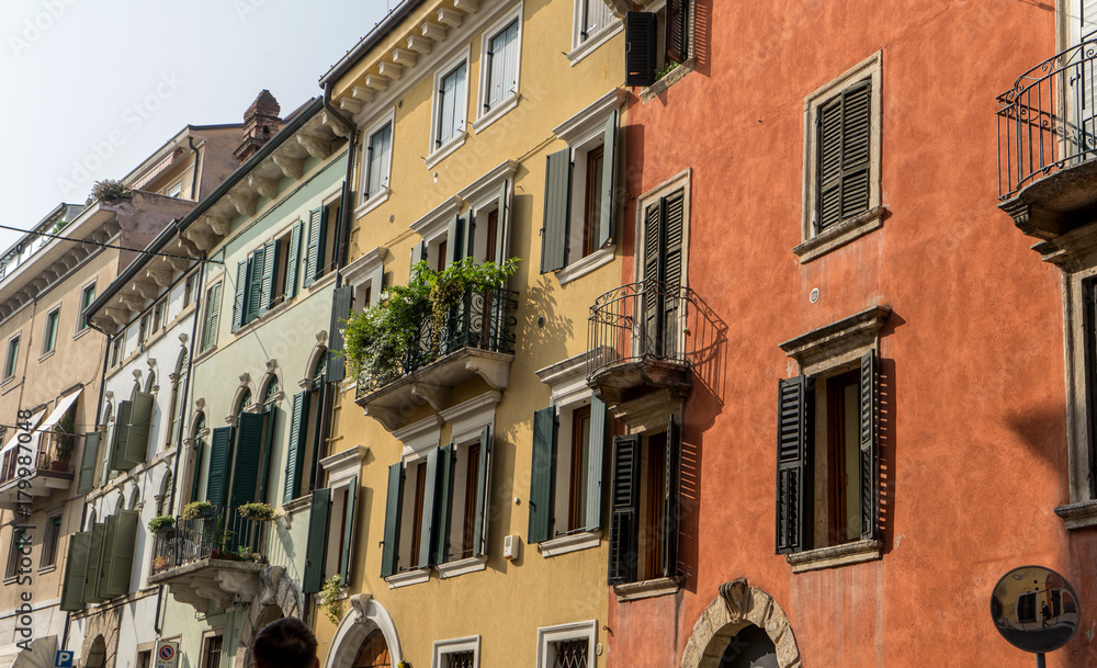 mediterranean facades / Pretty houses in Verona with balconies and shutters