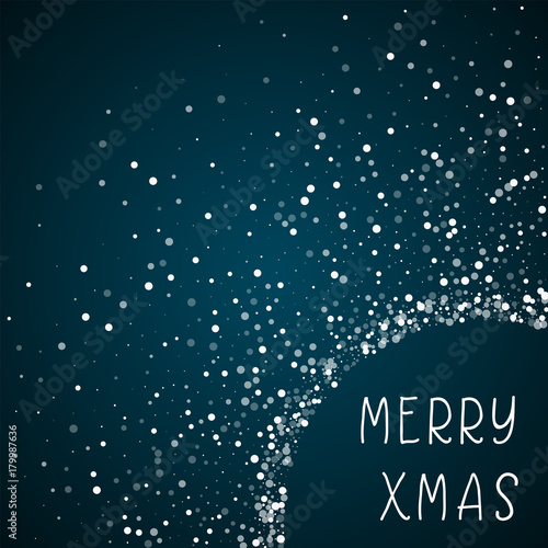 Wallpaper Mural Merry Xmas greeting card. Random falling white dots background. Random falling white dots on blue background. Amazing vector illustration. Torontodigital.ca