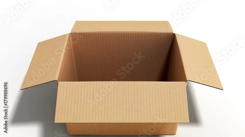 Open cardboard box on white