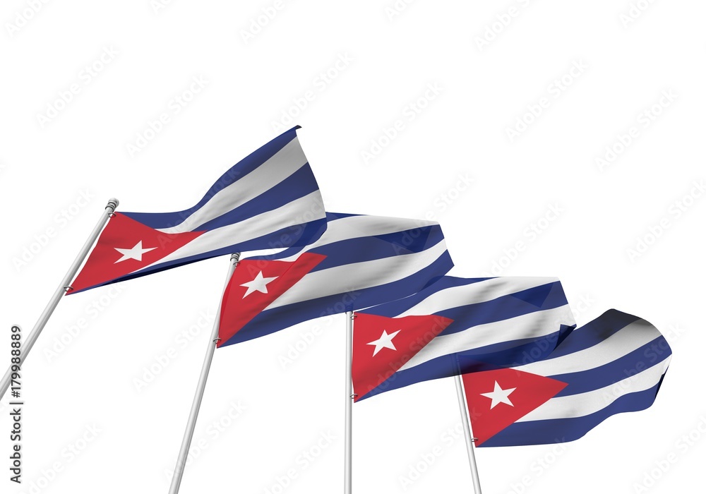 Obraz premium Cuba flags in a row with a white background. 3D Rendering