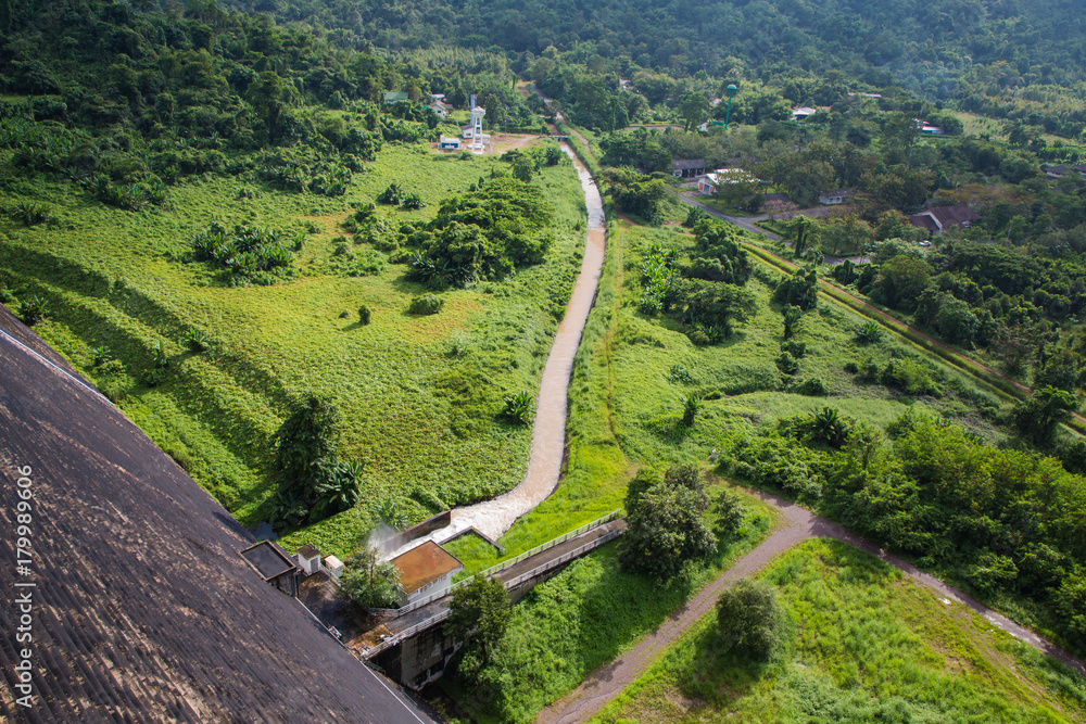 Khun Dan Prakan Chon Dam in Nakhon Nayok Thailand.