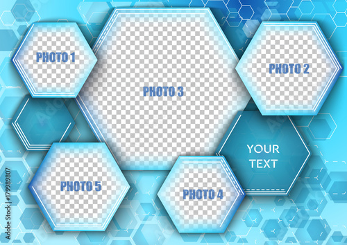 Template for photo collage in modern style. Frames for clipping masks is in the vector file