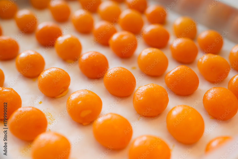 Close up of chinese golden salted egg yolk Close up of chinese golden salted egg yolk