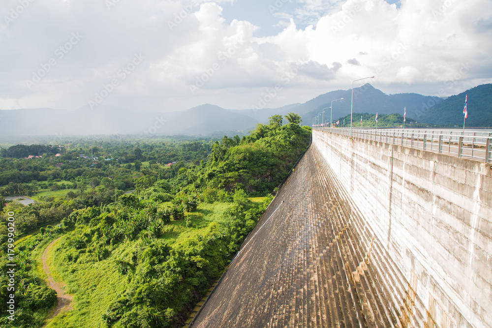 Khun Dan Prakan Chon Dam in Nakhon Nayok Thailand.
