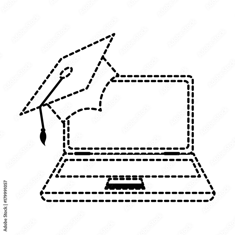 laptop computer with graduation hat laptop computer with graduation hat