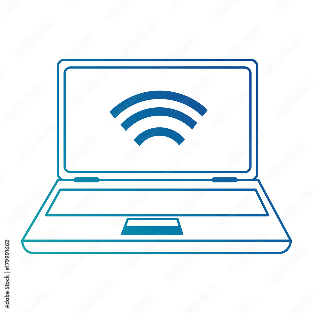 laptop computer with wifi signal laptop computer with wifi signal