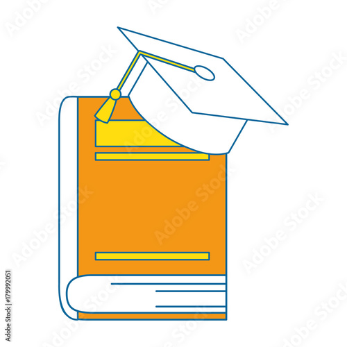 text book with hat graduation