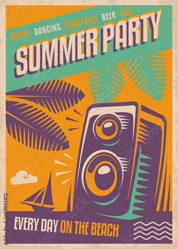 Summer party retro poster design