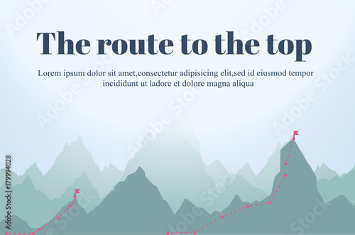 Route to the Top.Career growth.Goal achieving concept.Vector illustration.