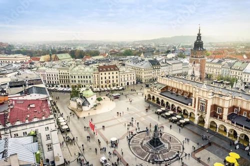 Obraz Sukiennice i wieża starego ratusza na rynku, Kraków, Polska