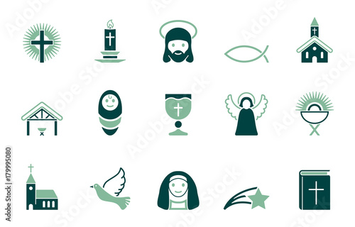 Christliche Weihnachten - Iconset in Grün
