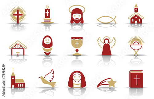 Christliche Weihnachten - Iconset in Rot/ Gold (Schatten)