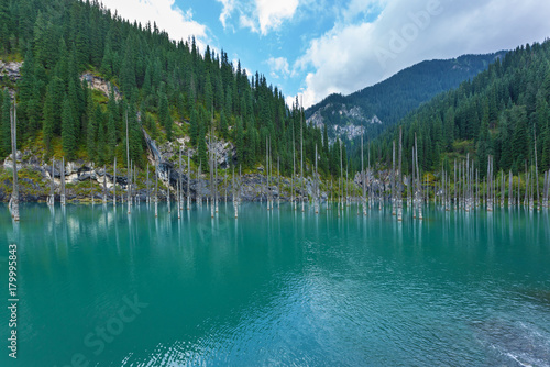 Kaindy Lake in Kazakhstan known also as Birch Tree Lake or Underwater forest.