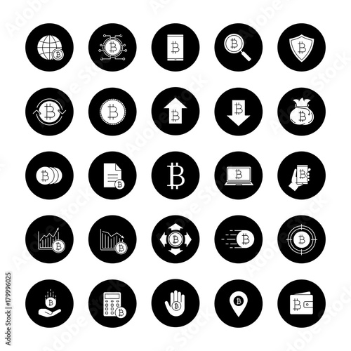 Bitcoin glyph icons set
