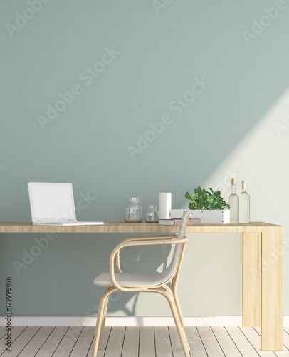 3D Rendering Interior minimal coffee shop or living room and wall decorate