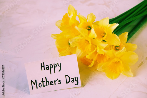 Mothers day card with yellow narcissus