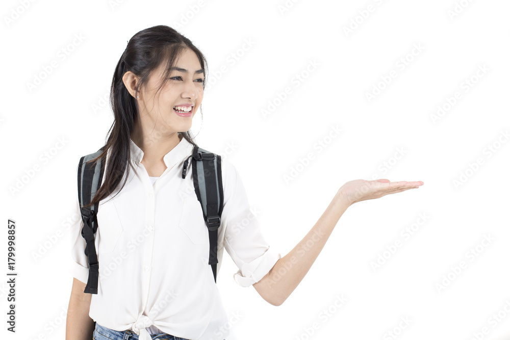 Portrait of Beautiful Young Asian Woman student standing with attractive smiling isolated on white, Woman with Education Concept. Portrait of Beautiful Young Asian Woman student standing with attractive smiling isolated on white, Woman with Education Concept.