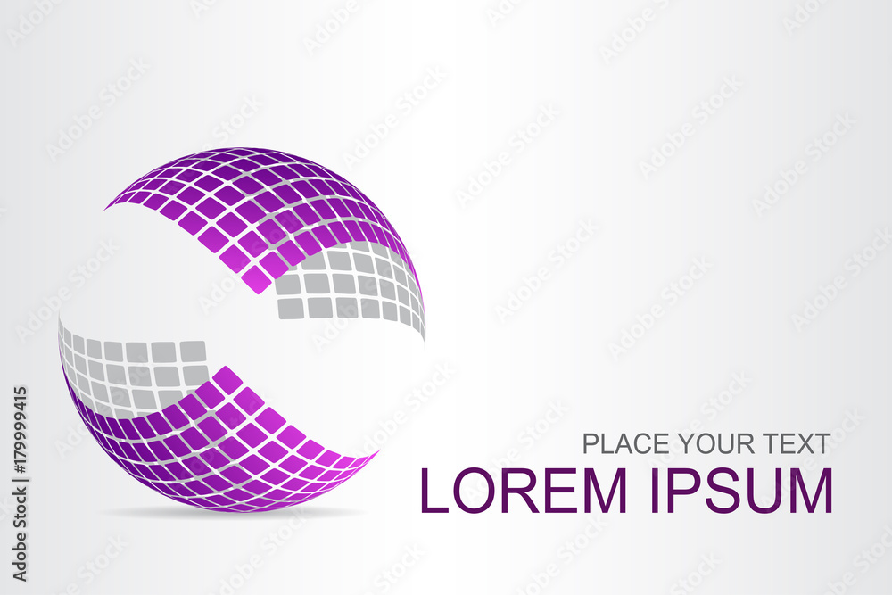 Naklejka premium Logo stylized spherical surface with abstract shapes