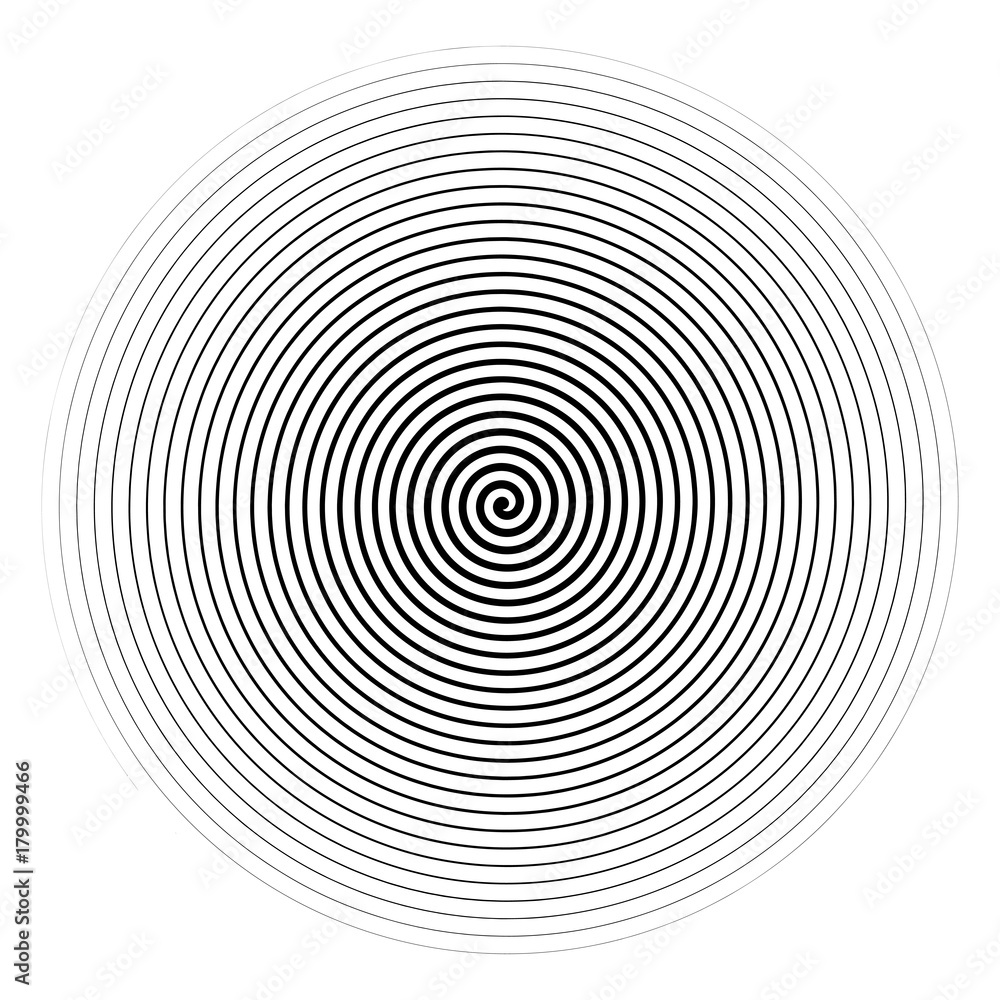Vector black spiral isolated on white background.
