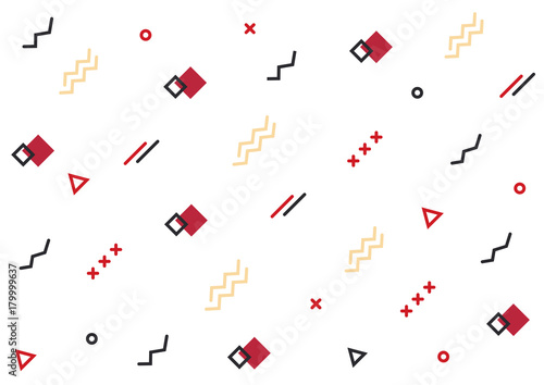 Abstract geometric background, geometric figures, Memphis style. Memphis style seamless pattern of geometric line shapes vector