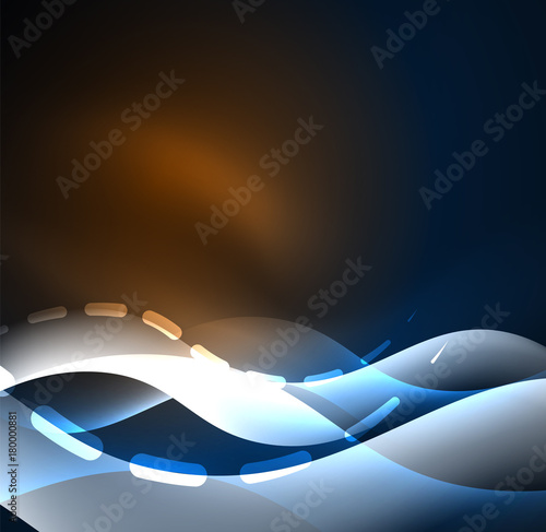 Vector glowing wave, smoke design wavy lines