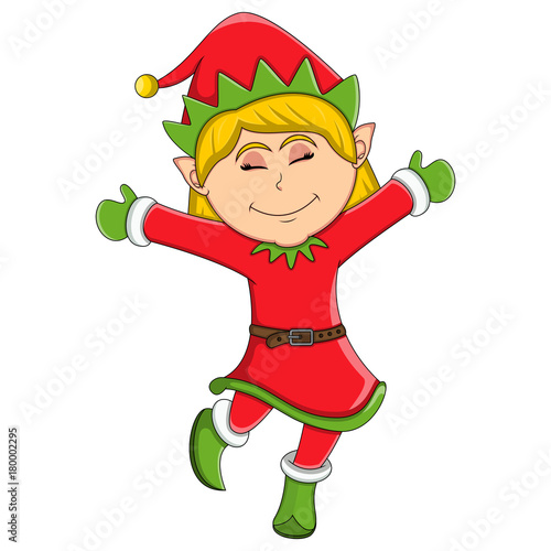 Cute christmas elf girl - cartoon