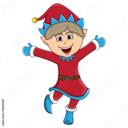 Cute christmas elf girl - cartoon