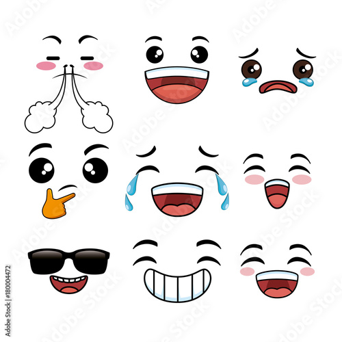 collection of cute emoji cartoon face
