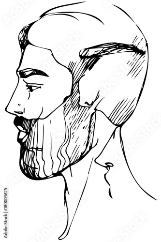 sketch for a portrait of a man with a beard