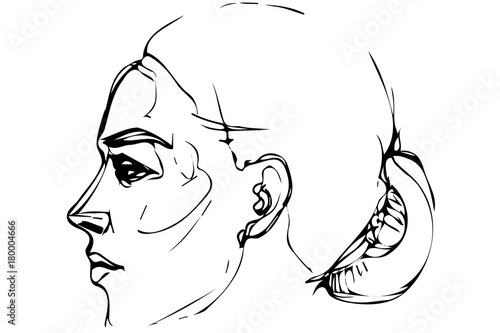  sketch of a beautiful woman in a profile
