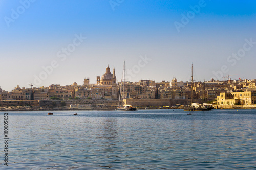 Typical Seaside port in Valletta in Malta