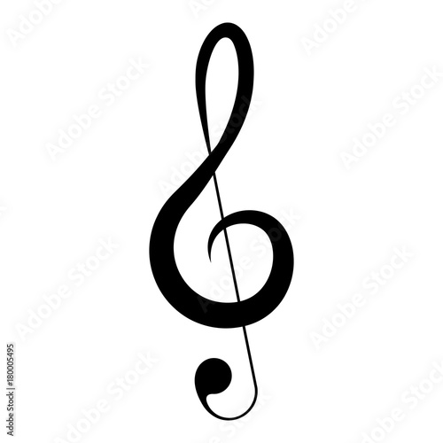 Isolated musical note, treble clef, Vector illustration