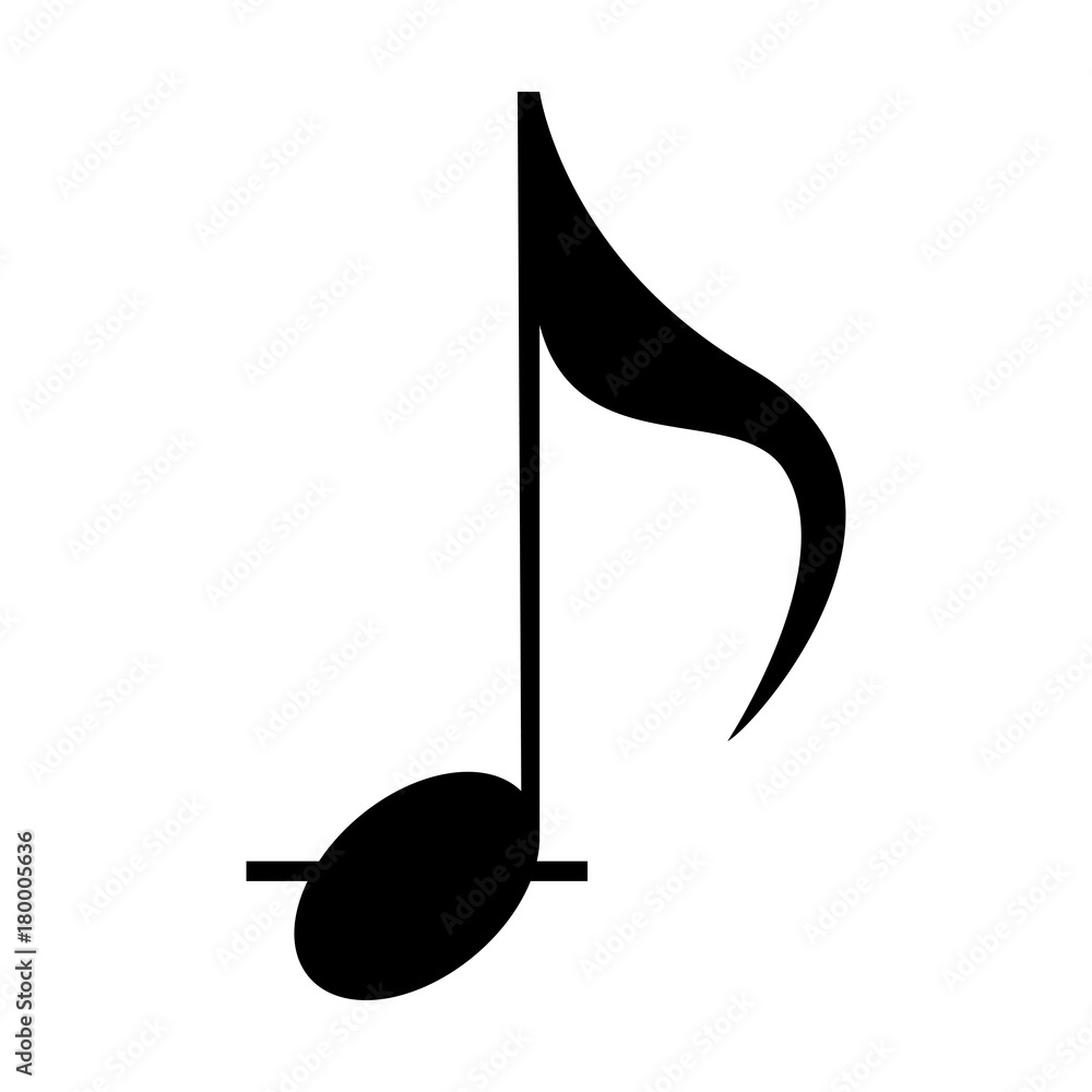 Isolated musical note, Eighth note, Vector illustration Isolated musical note, Eighth note, Vector illustration