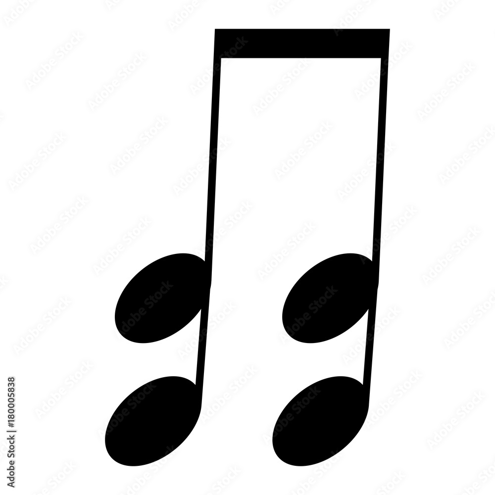 Isolated musical note, Eighth note, Vector illustration