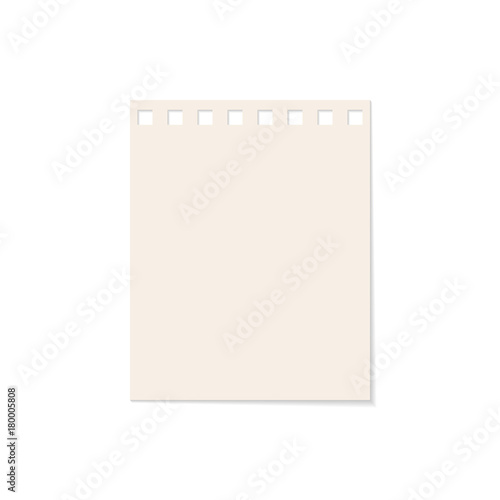 Realistic paper sheet from sketchbook with shadow.
