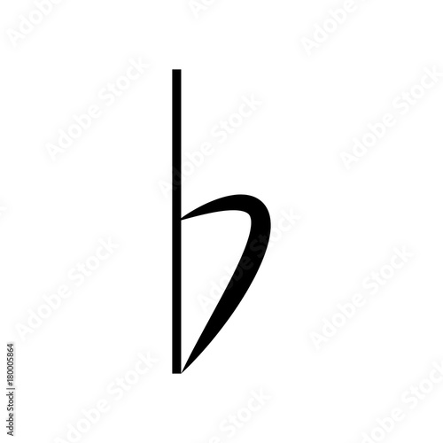 Isolated musical note, Flat key signature note, Vector illustration