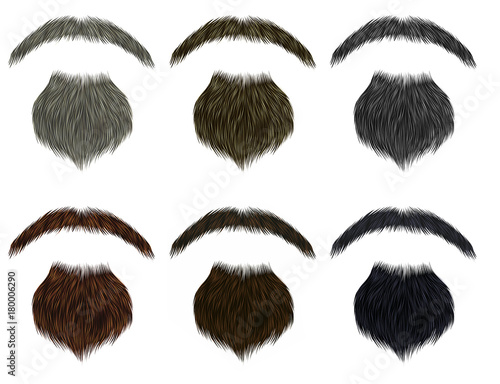 set long  beard and mustache different colors.fashion beauty style .