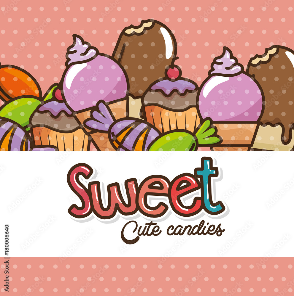kawaii sweets and candies cartoon vector illustration graphic design