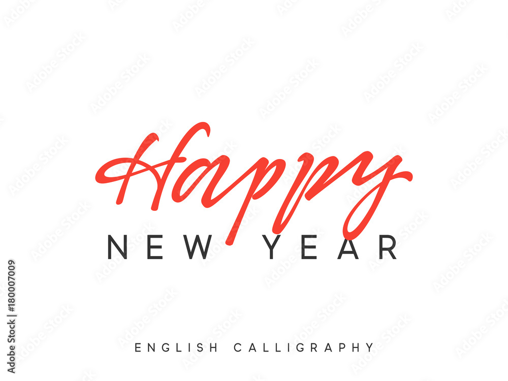 Text Happy New Year. Xmas calligraphy lettering.