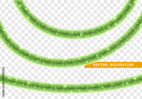 Christmas traditional decorations green lush tinsel