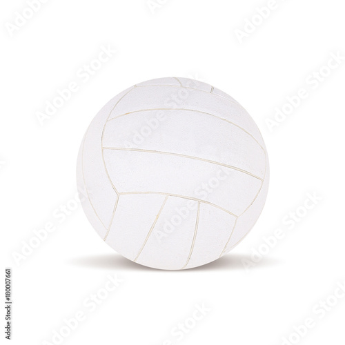 White leather volleyball isolated on white