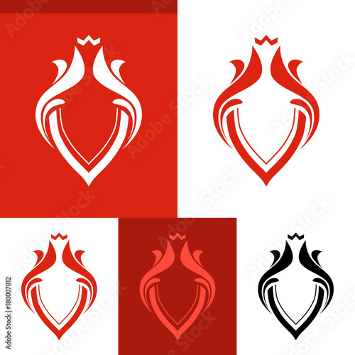 Vector Elegant Line Art Red...