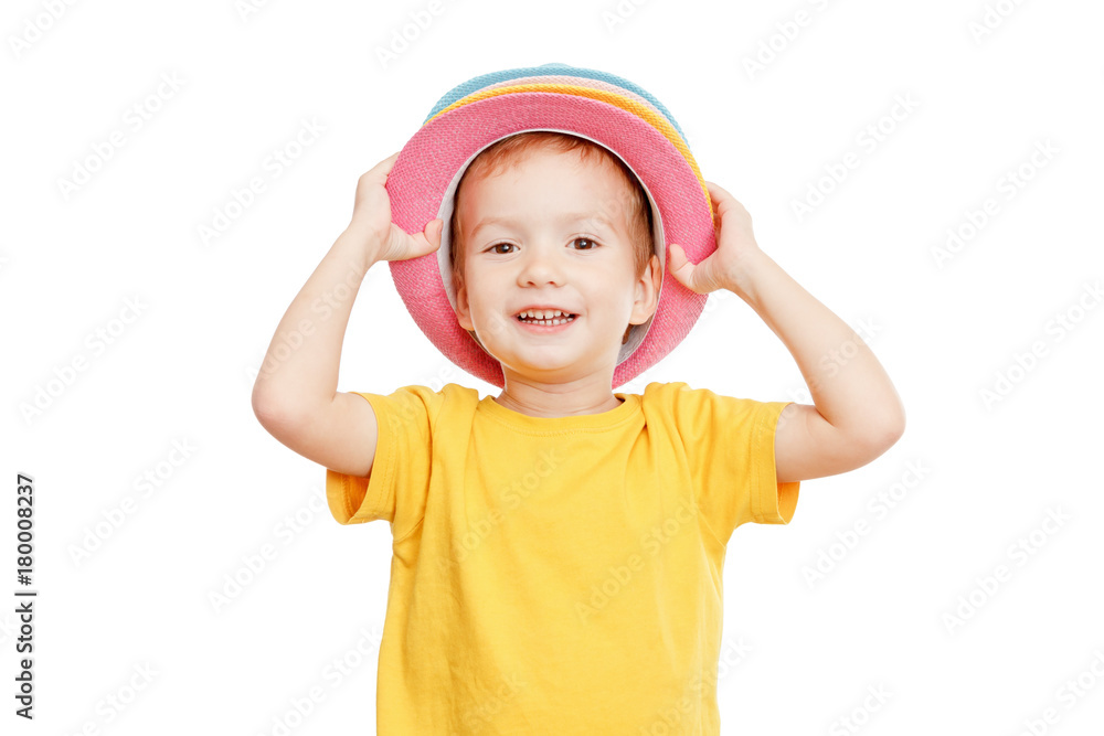 Dancing boy in the hat isolated on white Dancing boy in the hat isolated on white