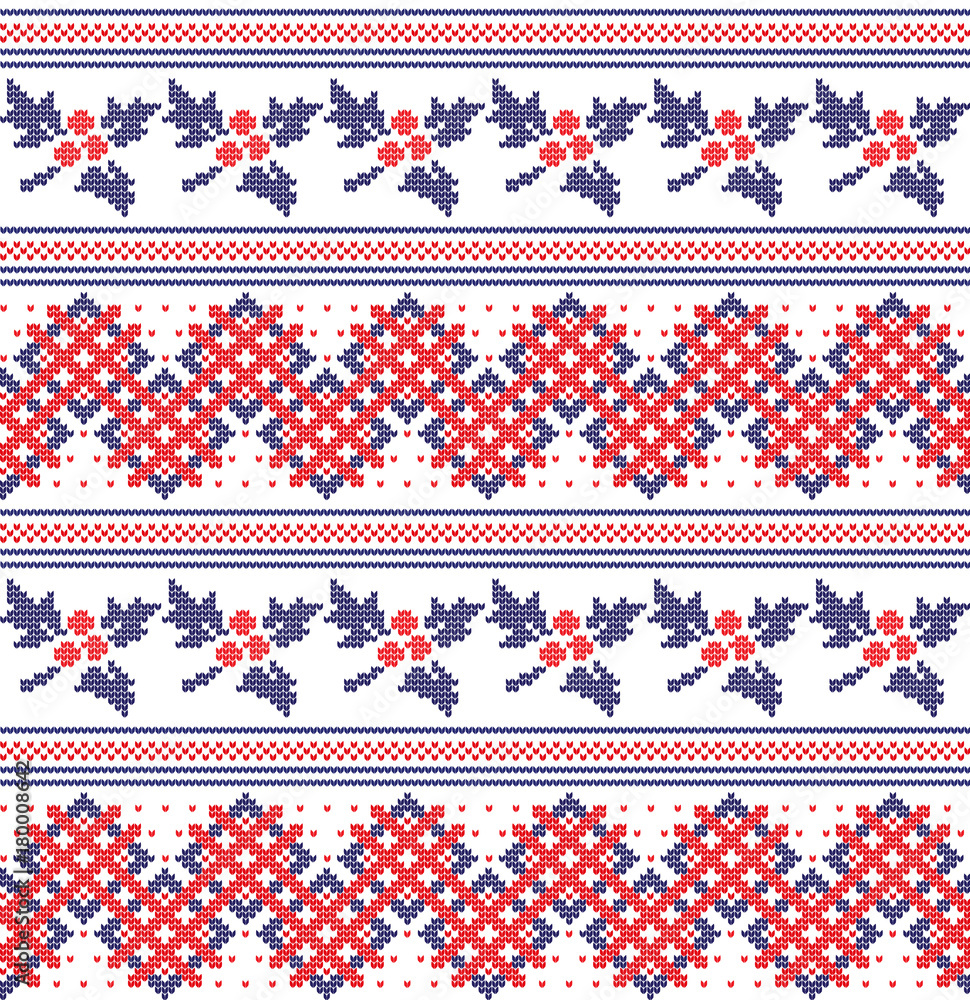 Winter festive Christmas knitted pattern woolen knitted