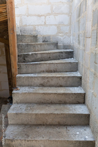 Concrete construction of the stairs in new house