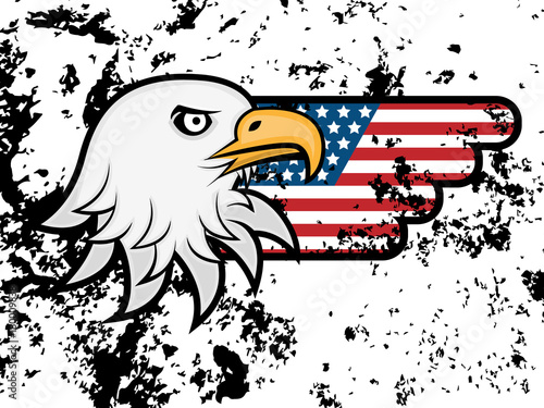The Eagle head and America Flag Wings with grunge texture logo vector